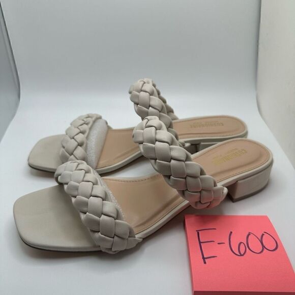 CUSHIONAIRE Women's two band braided low block heel slide sandal +Memory Foam 9 - Picture 3 of 8